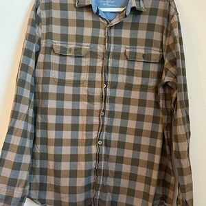 Ocean & Coast Navy and Brown Plaid Men's Shirt